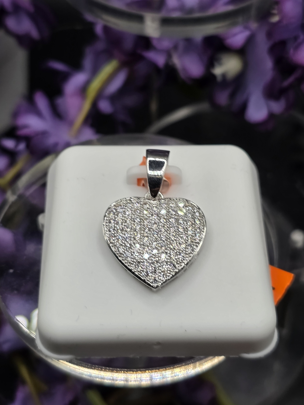 Pavé Heart Pendant Necklace - Silver Sparkle